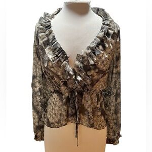 Rebecca Taylor Ruffle Floral Blouse - 10